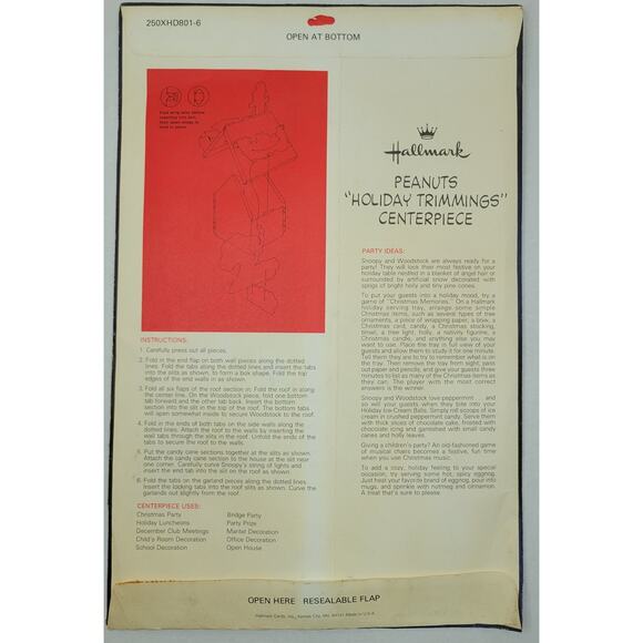 Halmark Peanuts Holiday Trimmings Die Cut 3D Centerpiece Snoopy Woodstock UNUSED - Picture 3 of 4